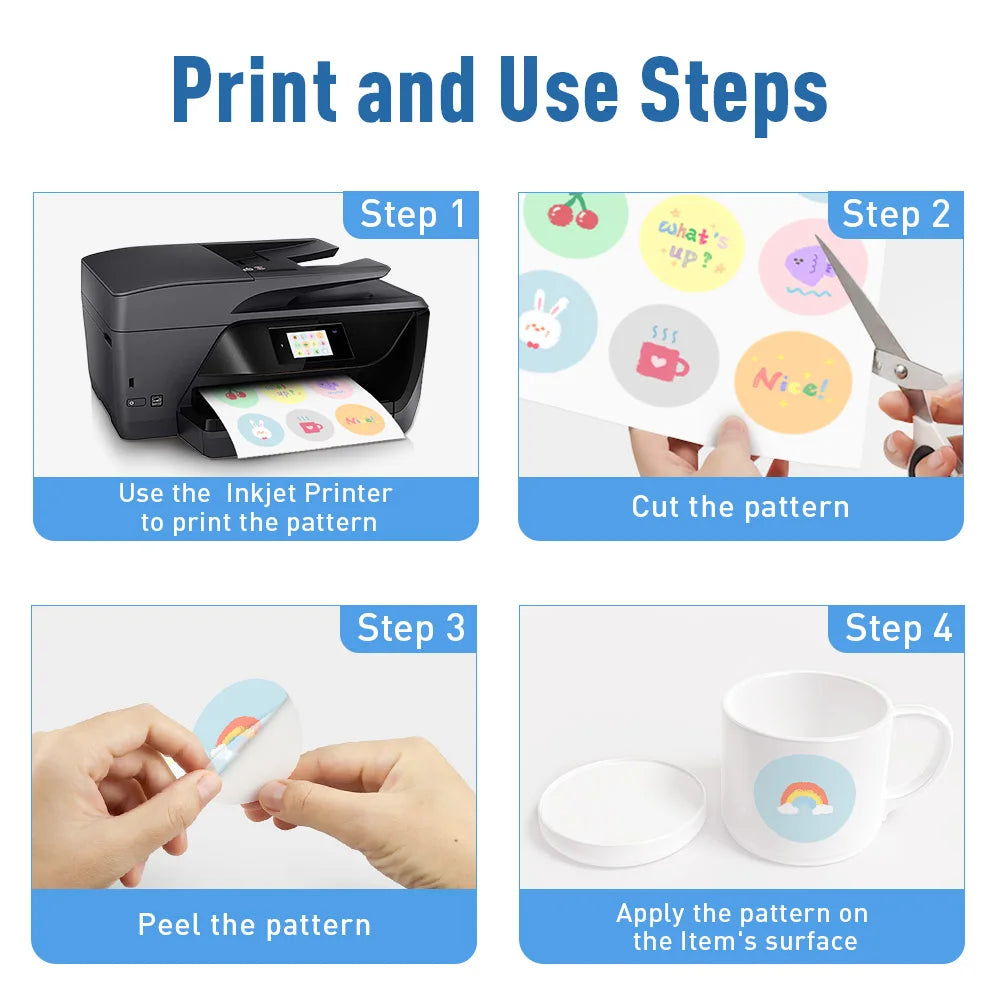 10Sheets Transparent Printable Vinyl Sticker Paper Waterproof A4 Self-Adhesive Copy Paper For Inkjet Printer to DIY Labels Craft