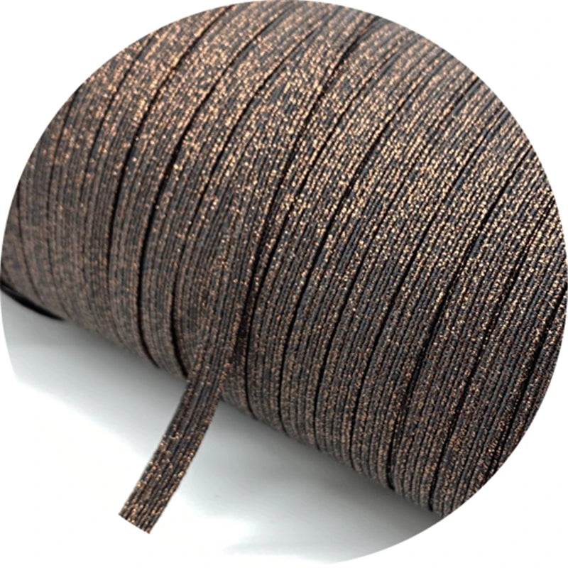 5yards/Lot 6mm Glitter Elastic Ribbon Sewing Elastic Band Fiat Rubber Band For Waist Band Stretch Rope DIY Mask Lanyard