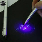 Invisible Ink Pen With UV Light Hidden Handwriting Novelty Ballpoint Pens Office School Supplies Magic Secret Ballpoint Pen