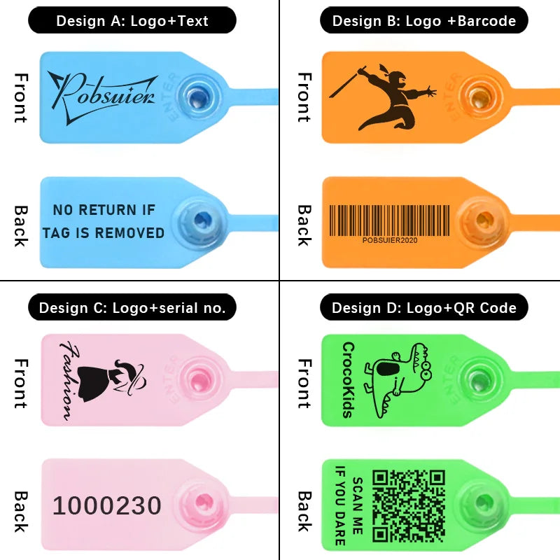 100 Custom Print Hang Tags Beaded Plastic Cable Zip Ties Garment Clothing Shoe Bag Security Brand Logo Tag Label Seal 250mm/9.8"