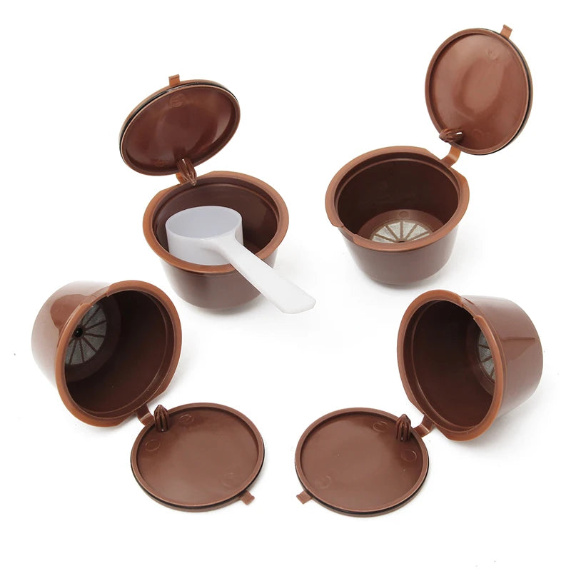 Arshen 3pcs/Set Dolce Gusto Plsatic Refillable Coffee Capsule with Spoon Brush 200 Times Reusable Compatible Nescafe Dolce Gusto