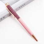 Lytwtw's Ballpoint Pen Oil Metal Office School Supplies Stationery Spinning Rose Gold Gift Cute Clip Glitter