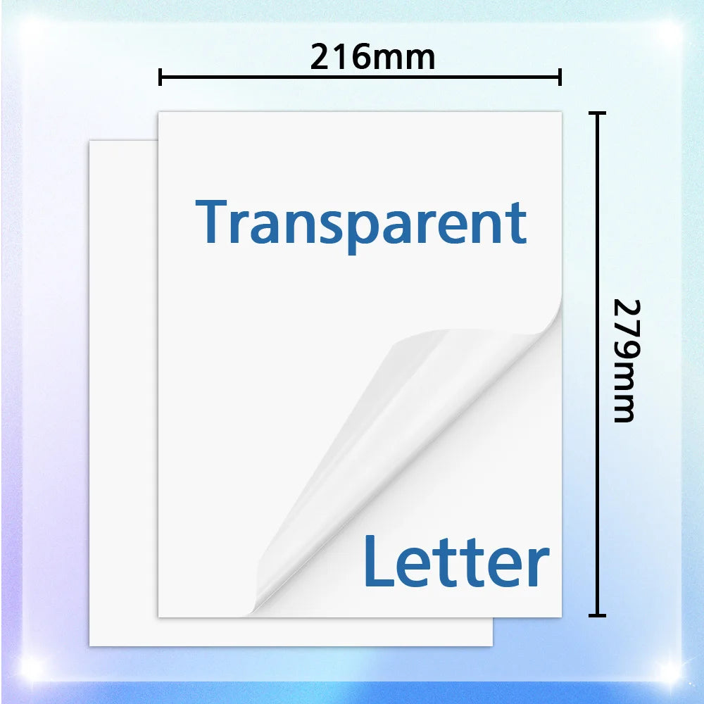 10Sheets Transparent Printable Vinyl Sticker Paper Waterproof A4 Self-Adhesive Copy Paper For Inkjet Printer to DIY Labels Craft