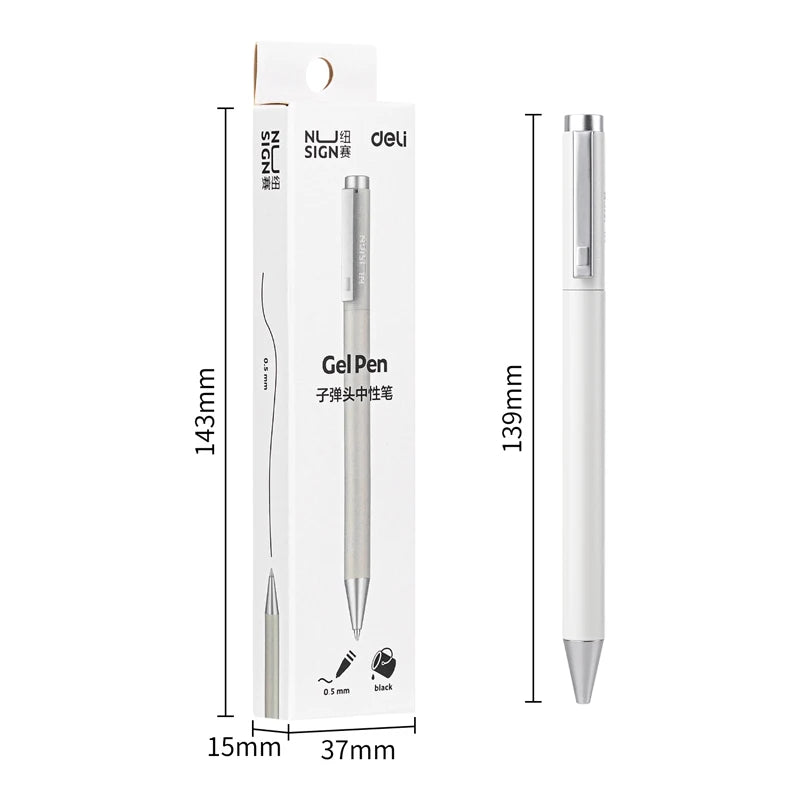 Deli Metal Gel Pen Rollerball Caneta ручка Ballpoint 0.5MM Signing Pens for Office Students Business Stationary Supplies