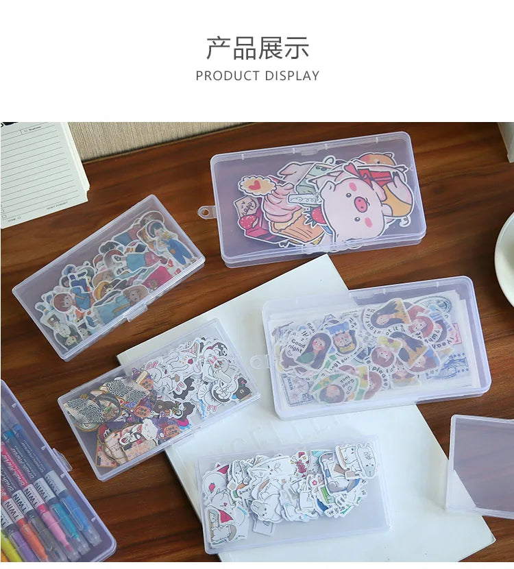 1 PC Stationery Stickers Plastic Storage Box Organizer Container Art Tool Case for Craft Desktop