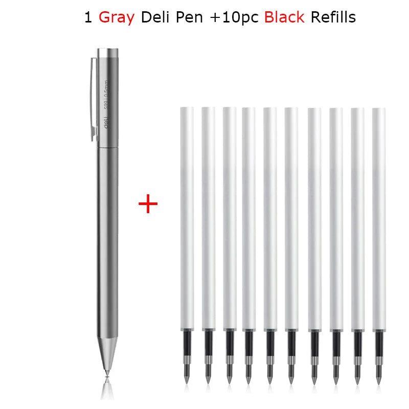 Deli Metal Gel Pen Rollerball Caneta ручка Ballpoint 0.5MM Signing Pens for Office Students Business Stationary Supplies