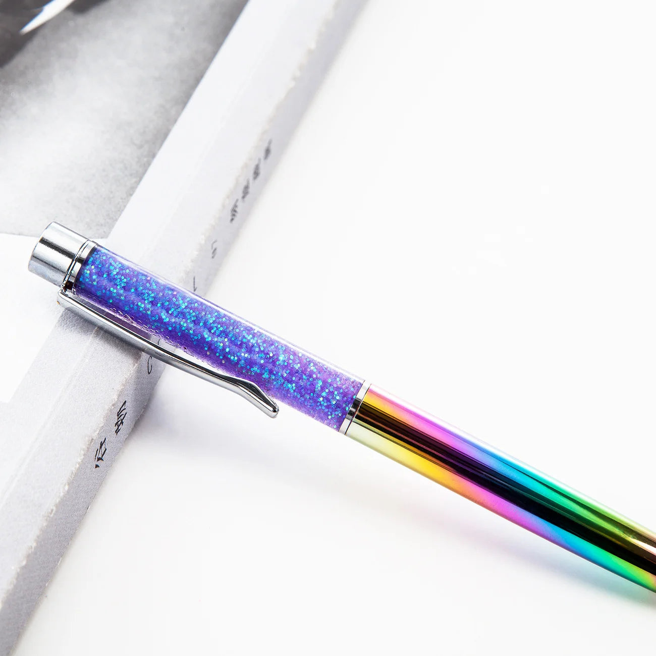 Lytwtw's Ballpoint Pen Oil Metal Office School Supplies Stationery Spinning Rose Gold Gift Cute Clip Glitter