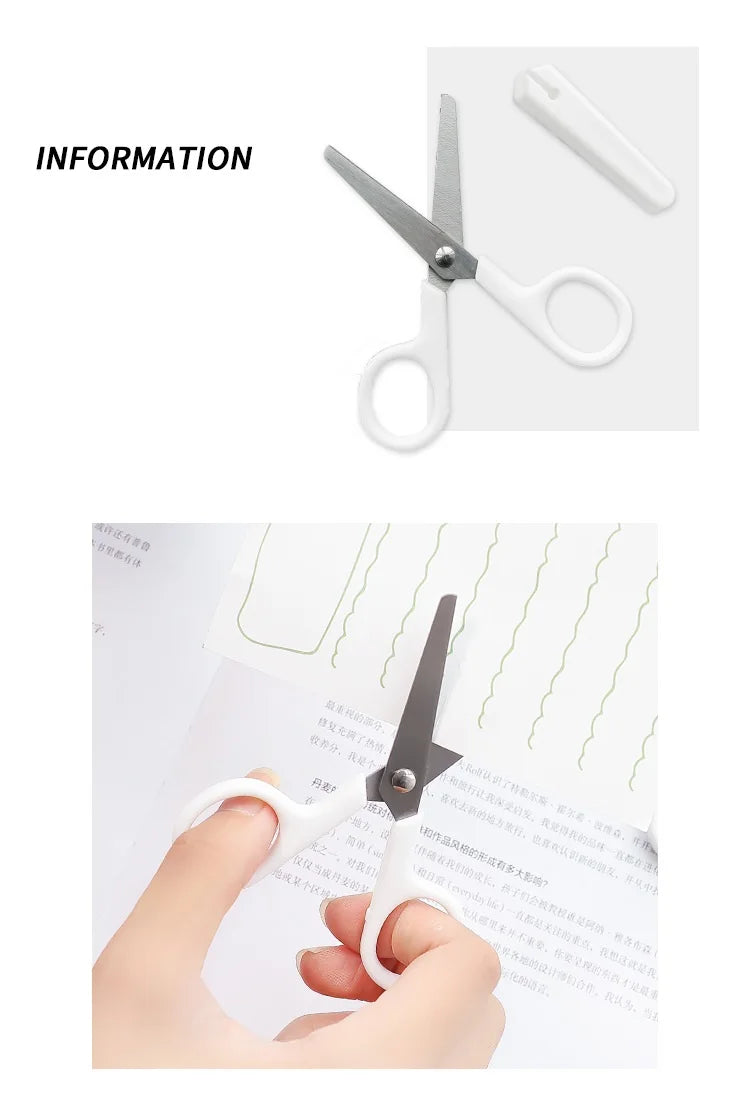 Mini White Scissor INS Style Portable Stainless Steel Blade Cutter for Paper Home Handwork Stationery Office School Gift F676