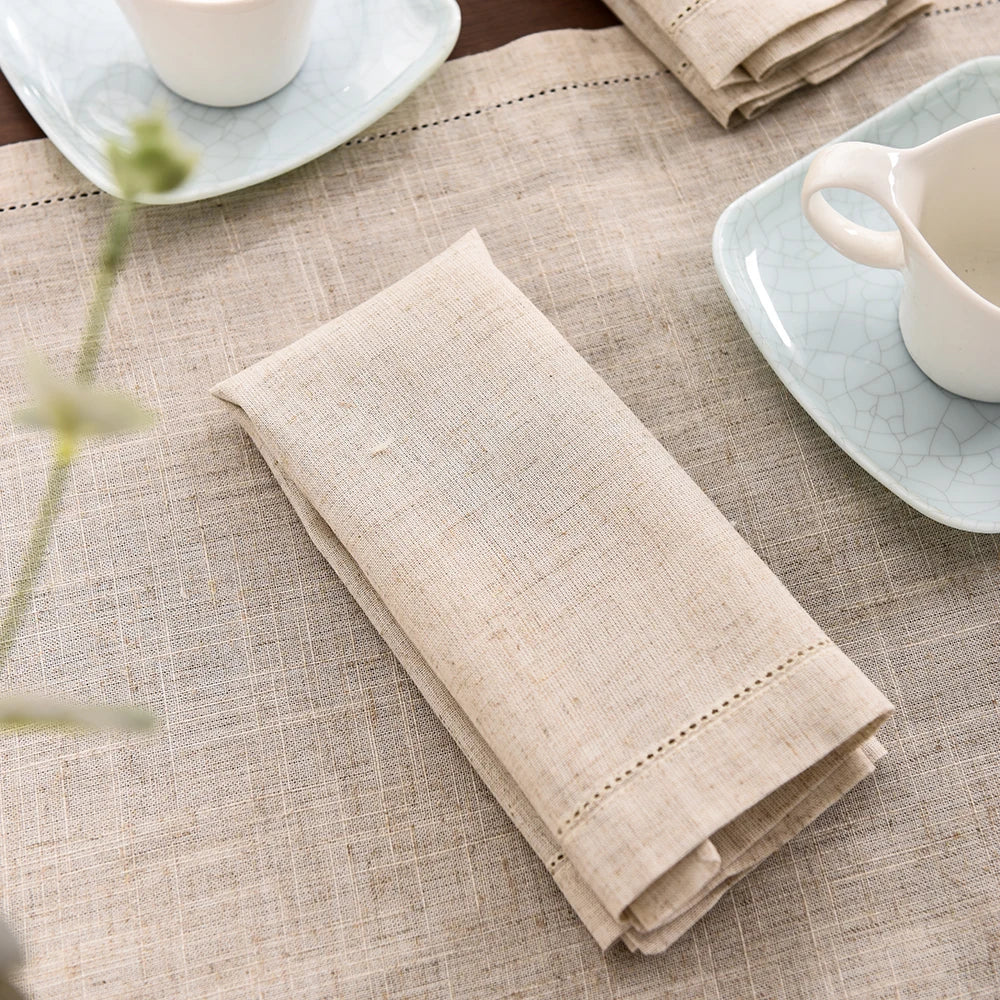 12pcs Table Napkins Wedding Party Dinner Table White Cloth Napkin Restaurant Home Napkins Cotton Linen Handkerchie 4 Size