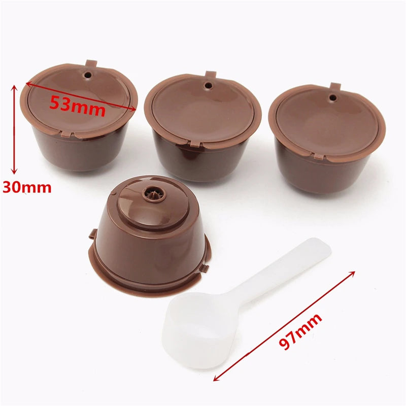 Arshen 3pcs/Set Dolce Gusto Plsatic Refillable Coffee Capsule with Spoon Brush 200 Times Reusable Compatible Nescafe Dolce Gusto