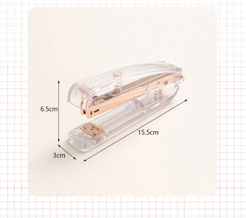 Acrylic Transparent Stapler Rose Gold Color Crystal INS Design 24/6 Staples Stationery Office Binding School Supplies A6331