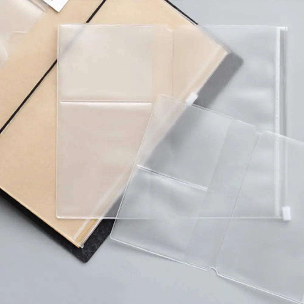 Transparent PVC Storage Bag for Traveler's Notebook Diary Day Planner Accessories Business Cards Notes Pouch Zipper Bag