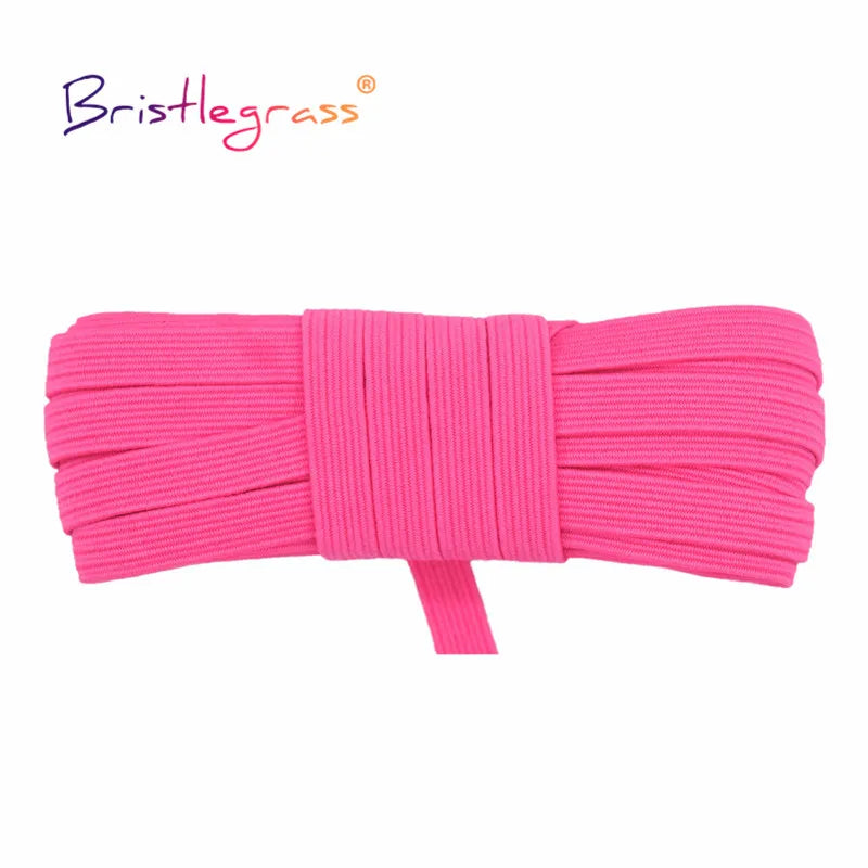 BRISTLEGRASS 2 5 10 Yard Flat Skinny Elastic Cord 1/4" 6mm Latex Rubber Bands Stretch String Notebook Ear Loop Dress Sewing Trim