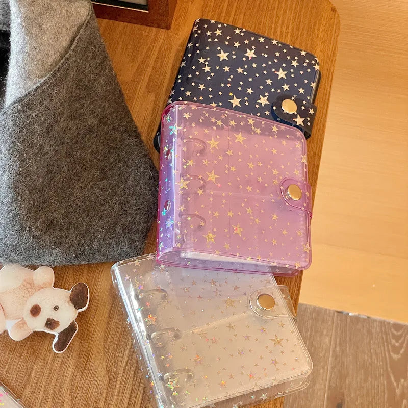 MINKYS New Arrival Kawaii Bling Star 1/2/3 inch Kpop Photocards Collect Book 3 Rings Binder Cards Organizer Book Stationery