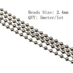 1.5 2.0 2.4 3.2 4 6 8 10mm Stainless Steel Ball Chain Bulk Bead Chain Necklace Connector Clasp For DIY Necklace Jewelry Making