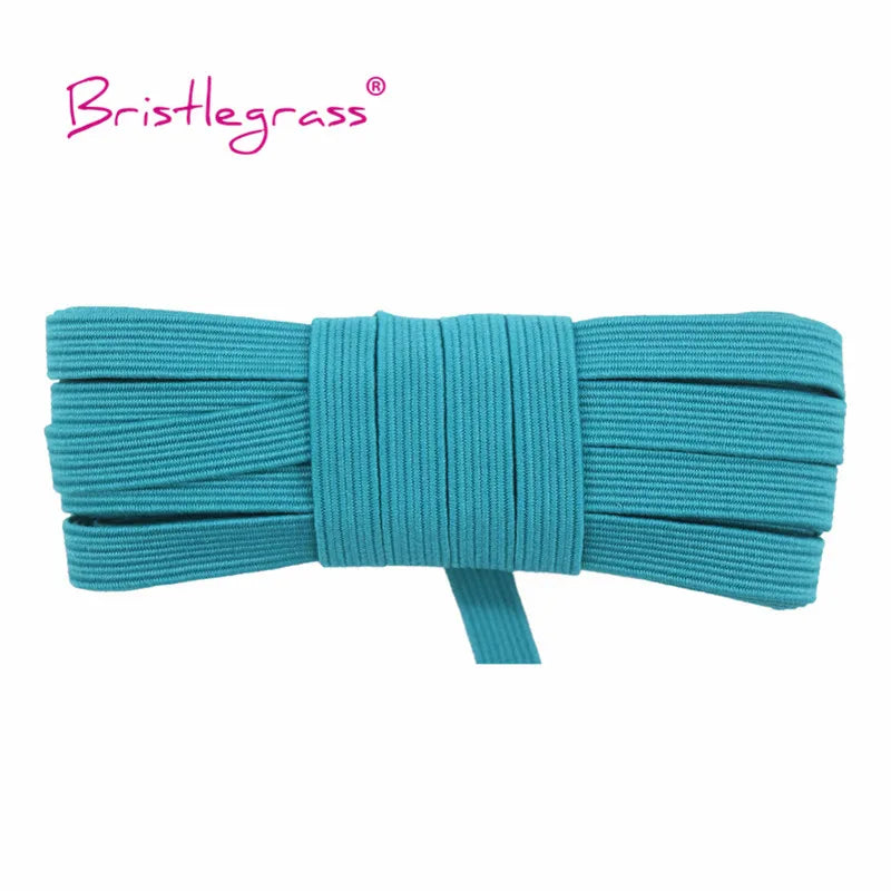 BRISTLEGRASS 2 5 10 Yard 1/4" 6mm Flat Skinny Elastic Cord Glitter Latex Rubber Band Rope Notebook Earloop Dress DIY Sewing Trim