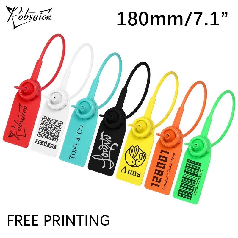 Pobsuier 100Pcs Custom Plastic Labels Clothing Brand Tag Disposable Personalized Security Hang Tags for Clothes Shoes 180mm/7.1"