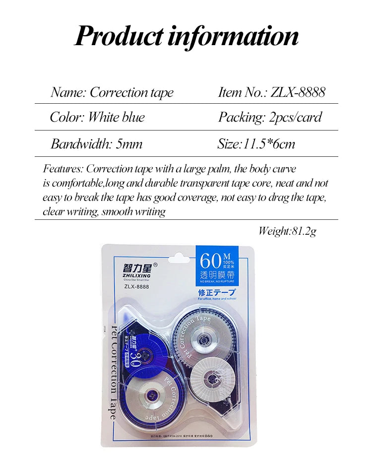 Correction Tape 12m/30m/60m Large-capacity Multi-specification Correct Belt Diary Scrapbooking Student School Office Supplies