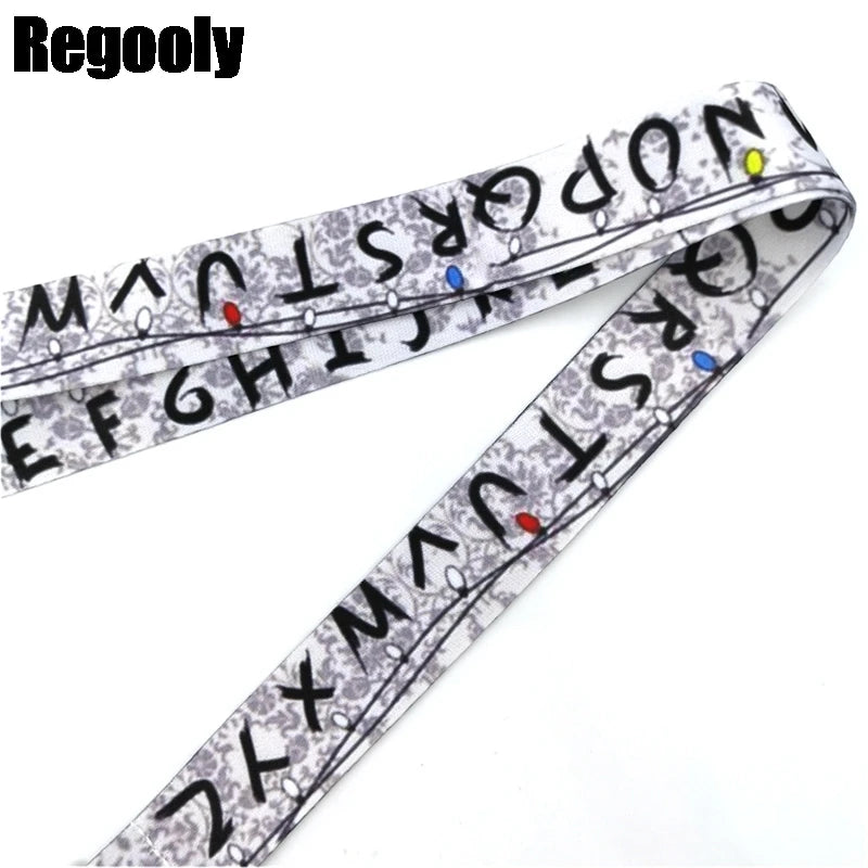 Letters Anime Lanyard Badge Holder ID Card Lanyards Mobile Phone Rope Key Lanyard Neck Straps Keychain Key Ring