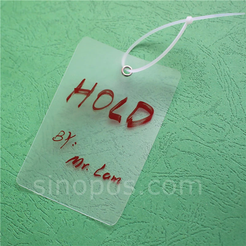 Blank Vinyl Tags With Metal Eyelet & Tie, PVC price ticket plastic outdoor shipping label consignment card heavy duty hangtag