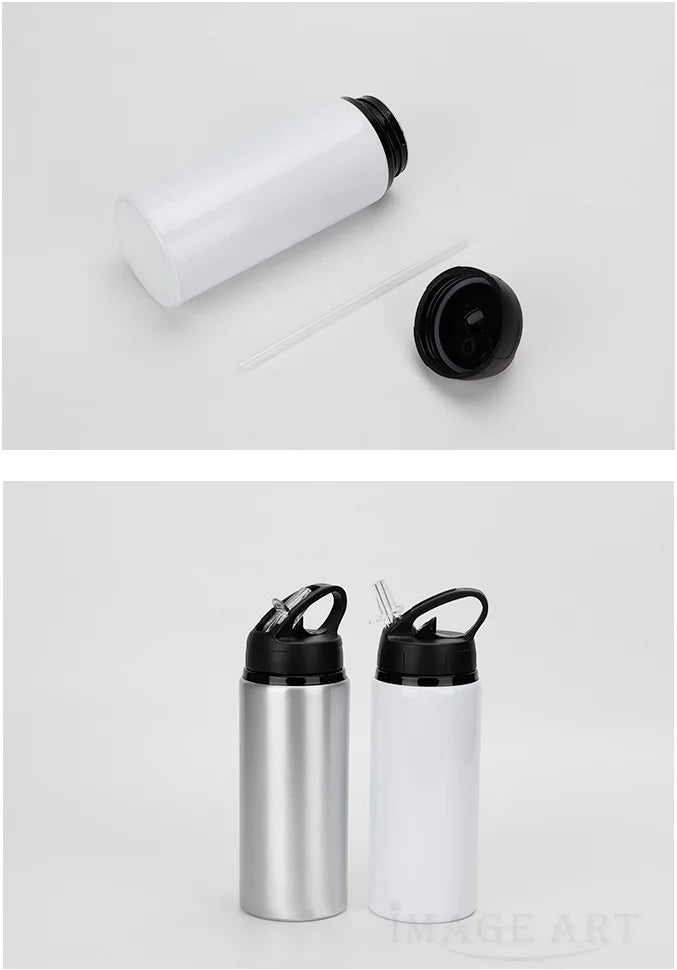 600ML Bottle with Straw DIY Customized Colorful Print LOGO for Travel Sport Team Company Promotion Kids Photo Aluminium Portable