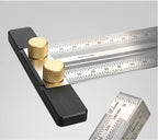 Precision Marking T-Rule, Stainless Steel T Type Hole Ruler Scribing Gauge Marking Measuring Tool Woodwork  200mm/300mm/400mm