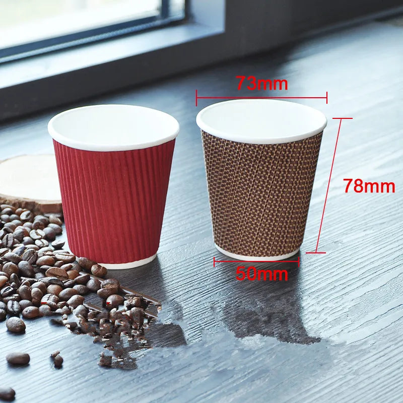 100pcs/pack 7oz Thick Paper Cup Disposable Kraft Coffee Cup Hot Drinking Party Supplies