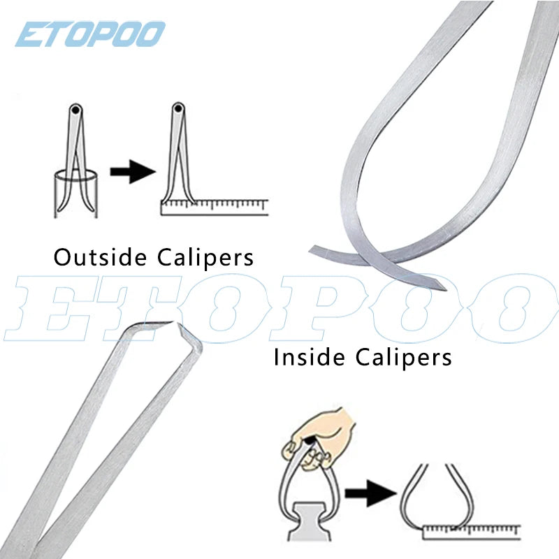 2pcs Calipers 150-450mm Metal Caliper Firm Joint Inside and Outside Caliper Steel Machinist Carving Measurement Tool