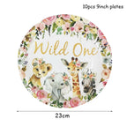 Pink Gold Animal Wild One Birthday Party Tableware Set Forest Decoration One Birthday Jungle Safari Party Supplies