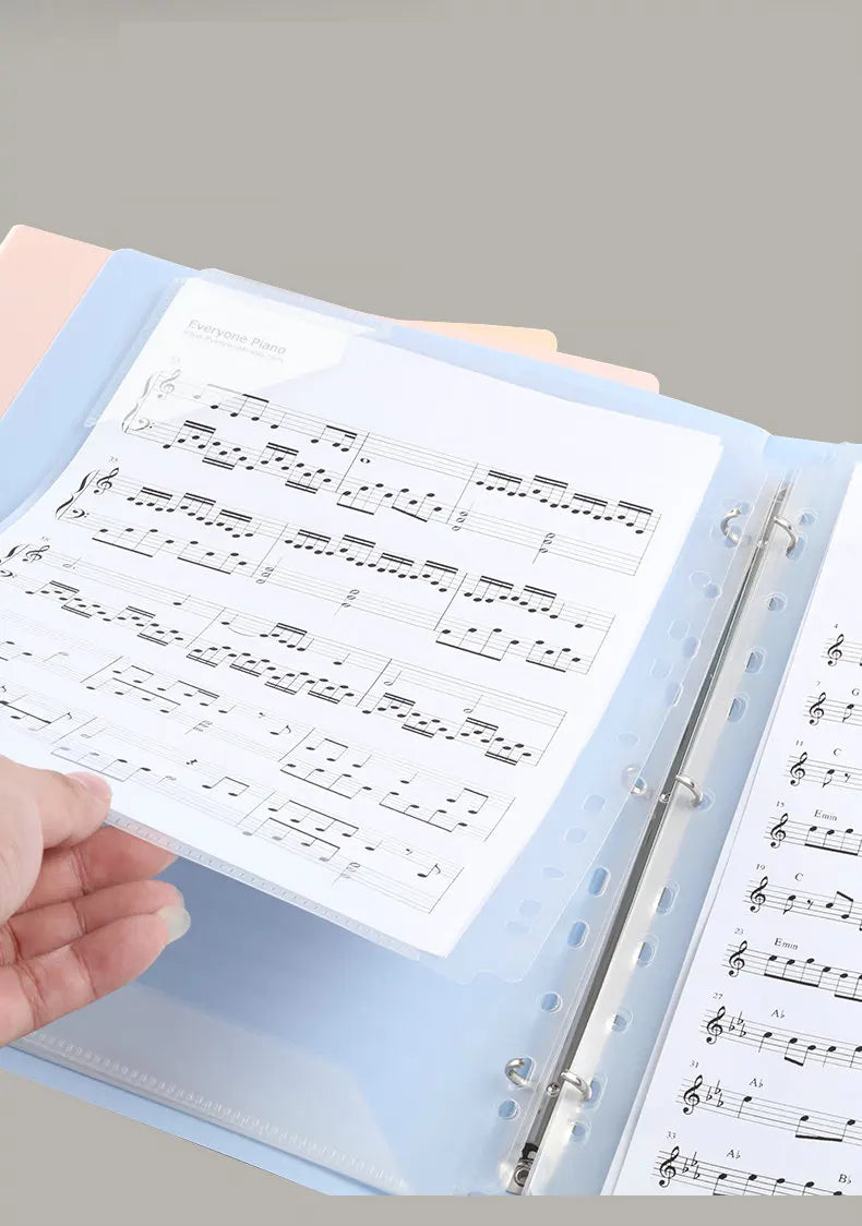 Piano Music Binder A4 3-Rings Sheet Music Folder Transparent Sleeves Music Scores A4 Folder With Rings