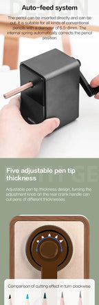 DELI Adjustable Pencil Sharpener with Long Lasting Blade Hand Crank Table Sharpeners Machine Stationery
