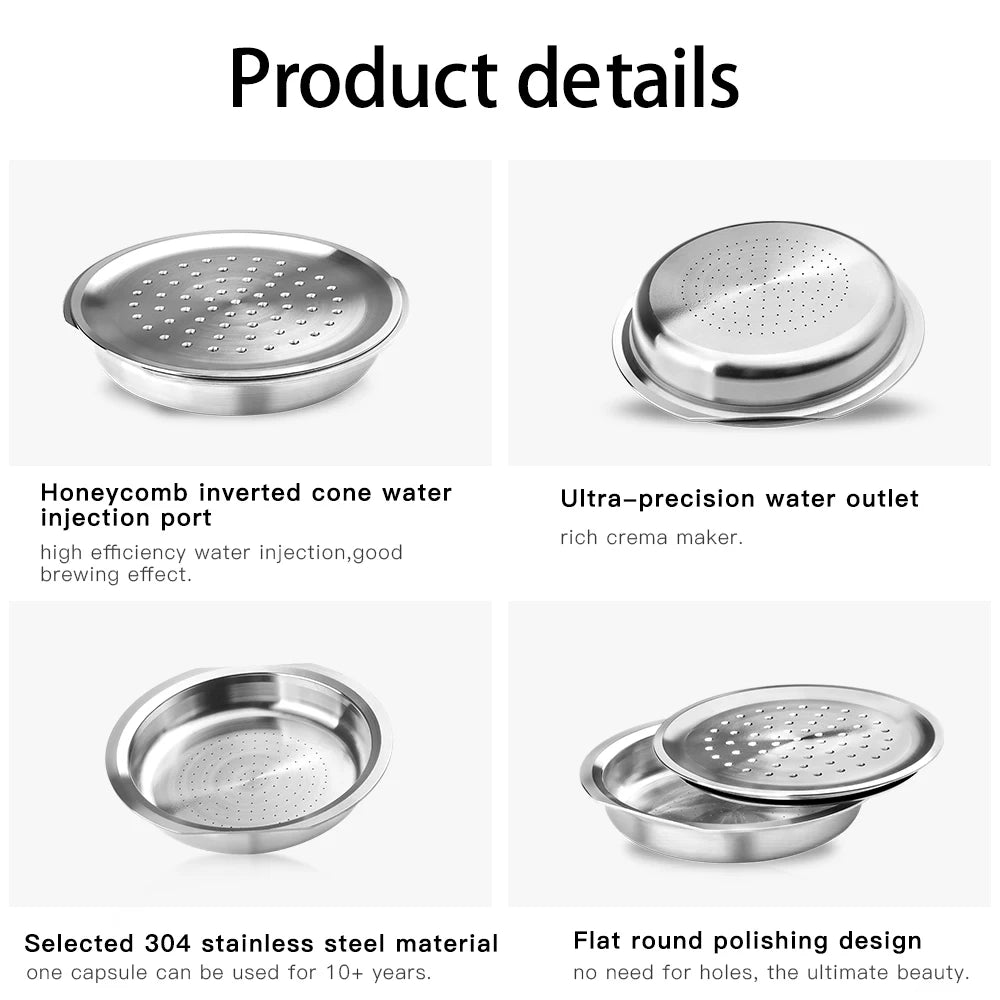 ICafilas for Philips Senseo Machine Stainless Steel Coffee Capsule Caps Reusable Filter Espresso Coffee Maker