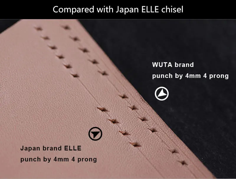 WUTA Leather Craft Chisel Hole Punch Tools 4mm 1+2+4+6 Set Diamond Point Black Pricking Iron Leather Stitching Tools