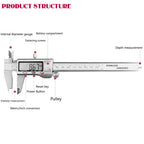 4/6-Inch 100/150mm Big Screen Digital Calipers Stainless Steel Electronic Vernier Caliper Metal Micrometer Measuring Tools