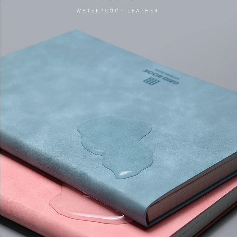 A5/B5 Thickened Notebook 100sheets Grid Square Diary Notebooks and Journals Soft Pu Leather Sketchbook School Stationery
