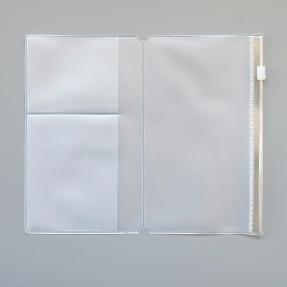 Traveler's Notebook PVC Storage Bag Pouch with Zipper Card Pocket Portable A5/Standard Size Passport Folder - 4 Sizes Available