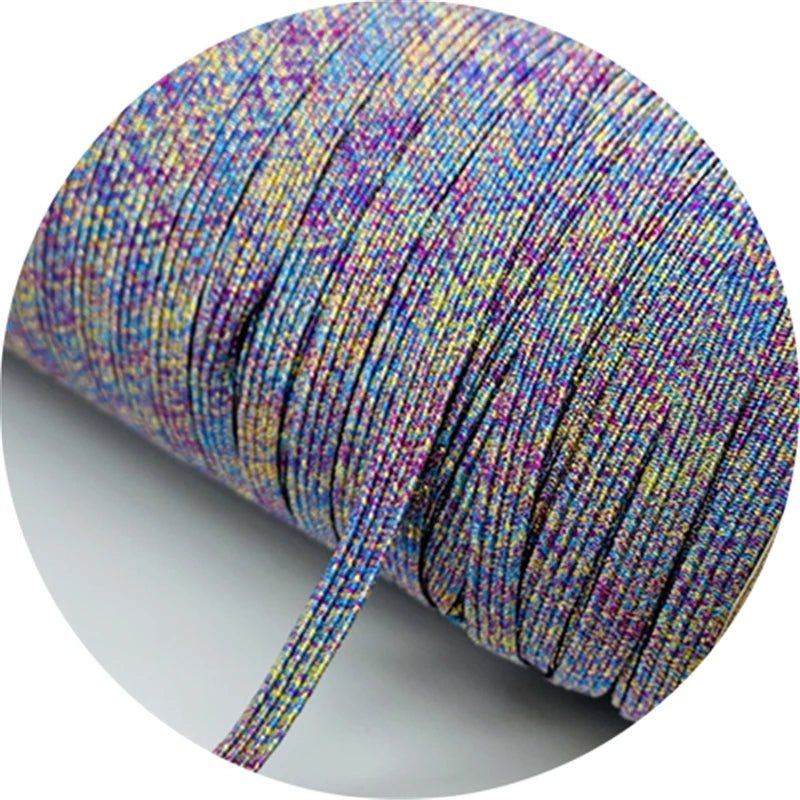 5yards/Lot 6mm Glitter Elastic Ribbon Sewing Elastic Band Fiat Rubber Band For Waist Band Stretch Rope DIY Mask Lanyard