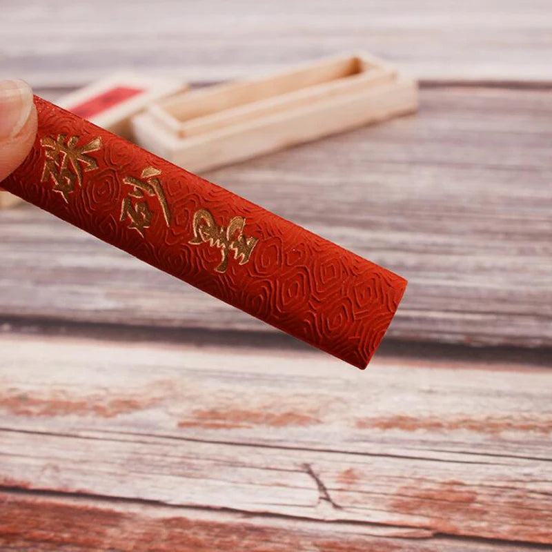 1pcs Hukaiwen Chinese Cinnabar Red Sumi-E ink Painting Ink Stick Set Calligraphy Brushes