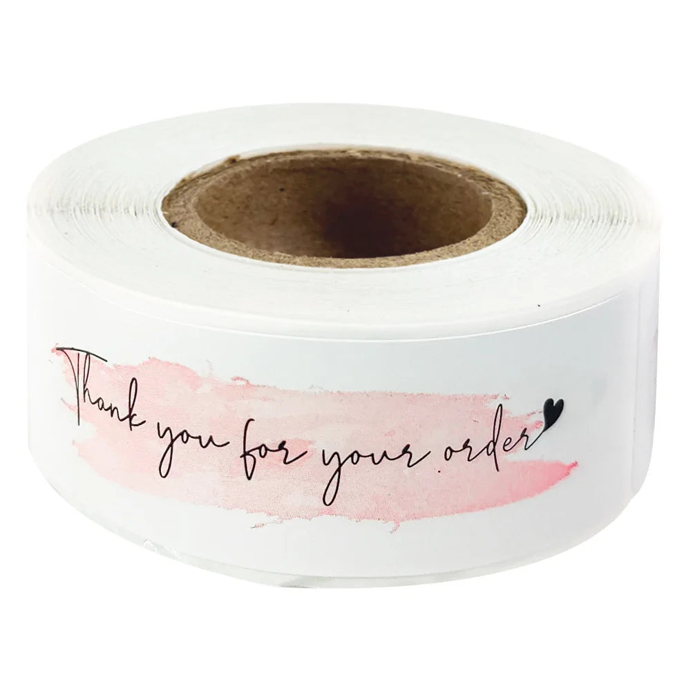 120Pcs/roll Thank You For Your Order Stickers Pink Labels For Envelope Sealing For Small Business Decor Sticker Stationery