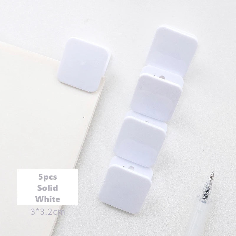 5pcs Candy Mini Square Clips Transparent & Solid Color Page Holder Paper Clip for Memo File Magazine Household A6794