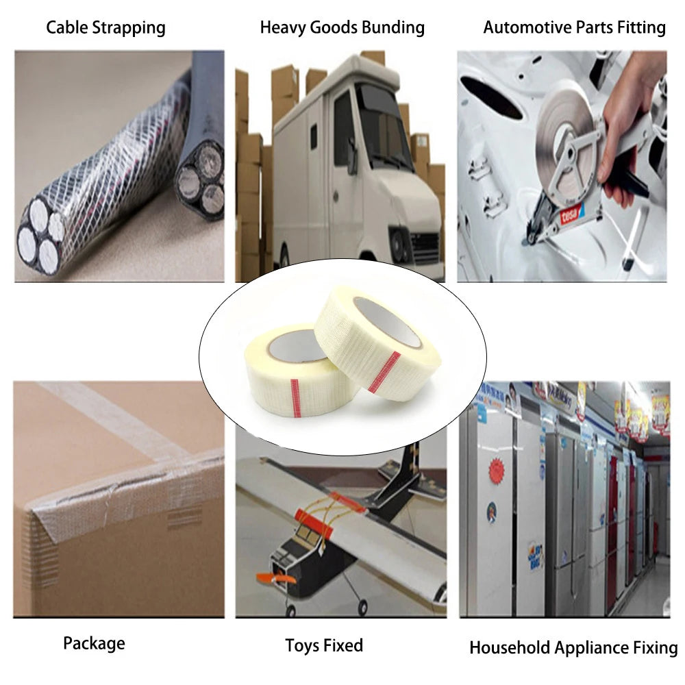 Transparent Duct Tape Filament Tape Bi Direction Grid Tape Heavy Duty Strong Packaging Parcel Box Sealing Packing Tape