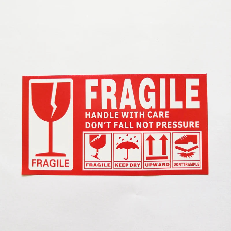 100pcs 130*70mm Large Box Shipping Label in English Fragile Products Sticker Warning Handle With Care/Up/Keep Out of Rain