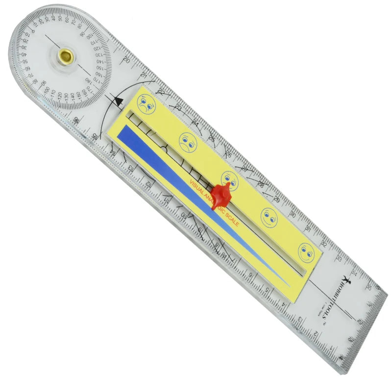 2 in 1 Pain Goniometer Spinal Goniometer Ruler Motion Tester Pain Rating Scale 360 Professional Medical Protractor Angle Ruler