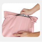 100x Custom LOGO Poly Mailing Bag Pink Mailers Envelopes Plastic Postal Bag Shipping Packages with Handle for Clothing Packaging