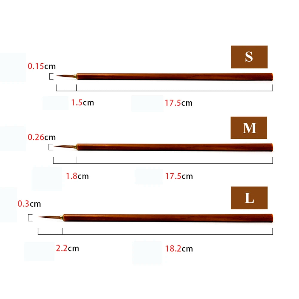 3pcs/set Metal Weasel Hair Brush Pen Hook Line Paint Brush Chinese Calligraphy Brush Art Oil Painting Brush