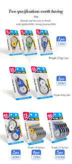 Correction Tape 12m/30m/60m Large-capacity Multi-specification Correct Belt Diary Scrapbooking Student School Office Supplies
