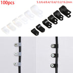 100PCS R-Type Nylon Cable Clamp Plastic P Clips Black Nylon Fasteners Cable Mounting Fix Hardware Electrical Fittings
