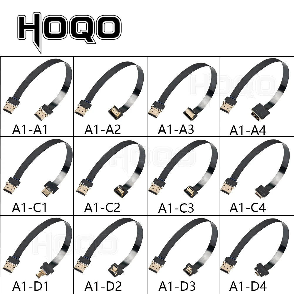 HDMI-compatible, FPV HDMI FFC HDMI Ribbon Cable 90 Degree Mini/Micro HDMI to Standard HDMI PCB Connector 20pin FPV Micro HDMI 5c