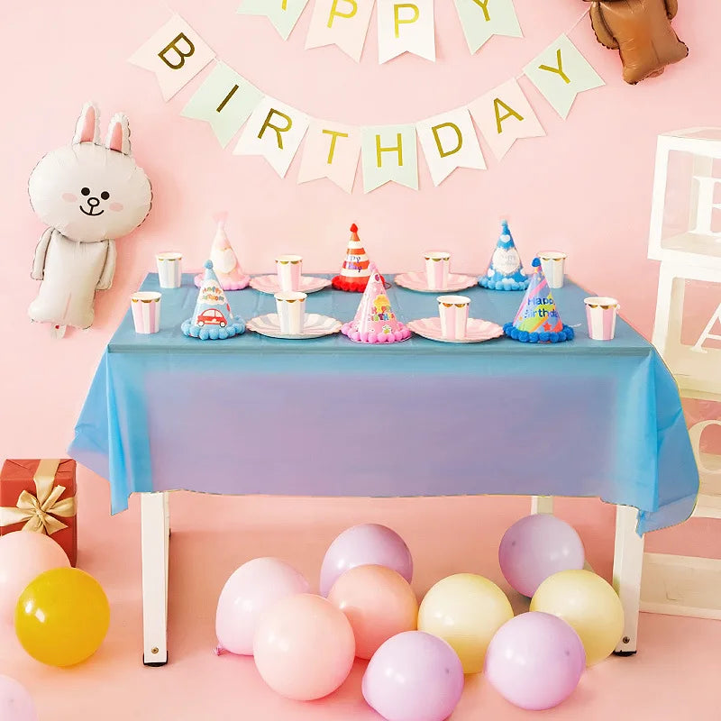 1pc 137*274cm Birthday Party Blue Pink Plastic Table Cover Girl Shower Party Supplies Disposable Table Cloth Wedding Decorations