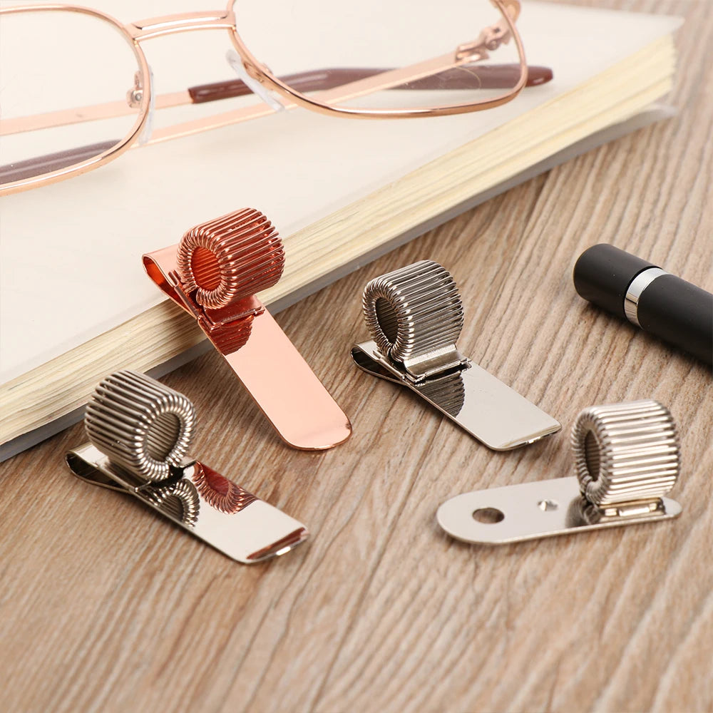 1 PCS Spring Pen Clip Metal Pencil Holder Single Hole Double Opening Triple Orifice Elastic Loop Portable Writing Stationery